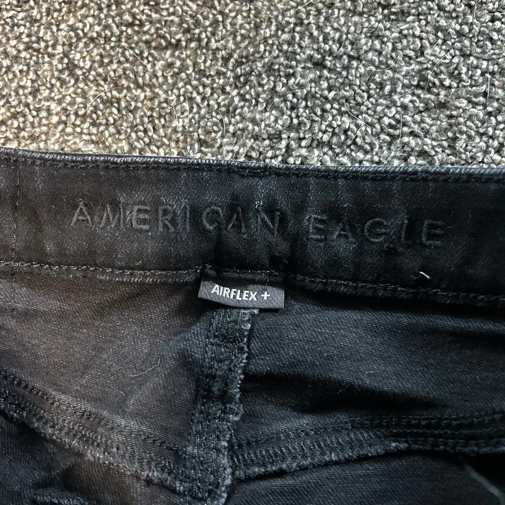 American Eagle Airflex+ Slim Jeans Mens 26x28 Black Excellent Distressed